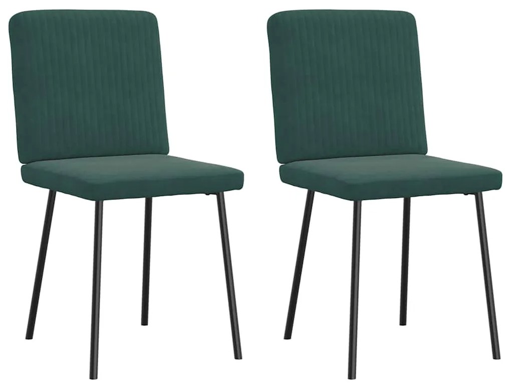 vidaXL Καρέκλες Τραπεζαρίας 2 τεμ. Σκούρο Πράσινο Βελούδινες