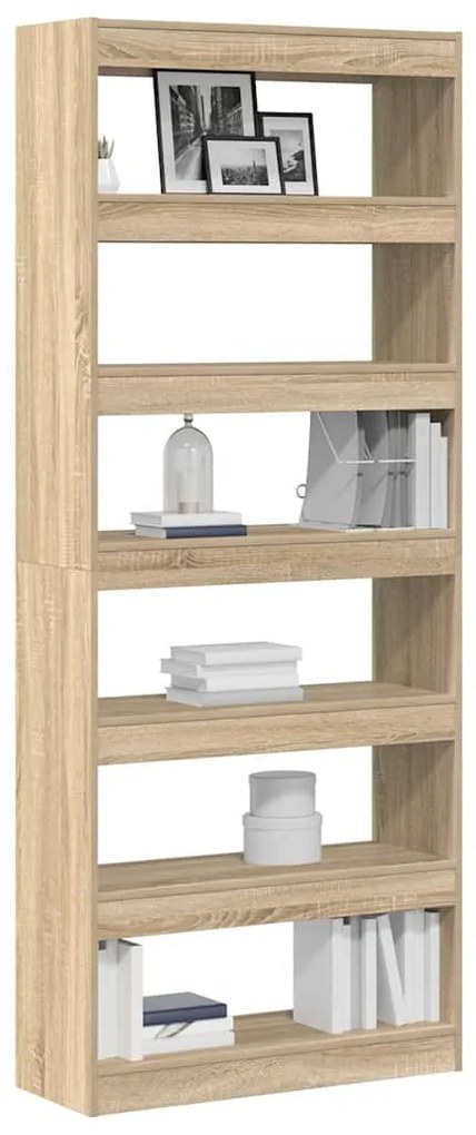 vidaXL Βιβλιοθήκη Δρύς Sonoma 80 x 30 x 198 εκ Επεξεργασμένο ξύλο