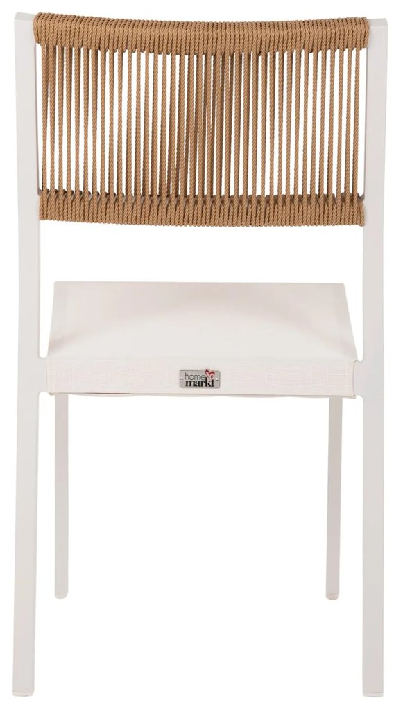 Καρέκλα C5921.02 Αλουμινίου με Rattan &amp; Textline Λευκή - Μπέζ 46x55,5x83Yεκ. 46x55.5x83 εκ.