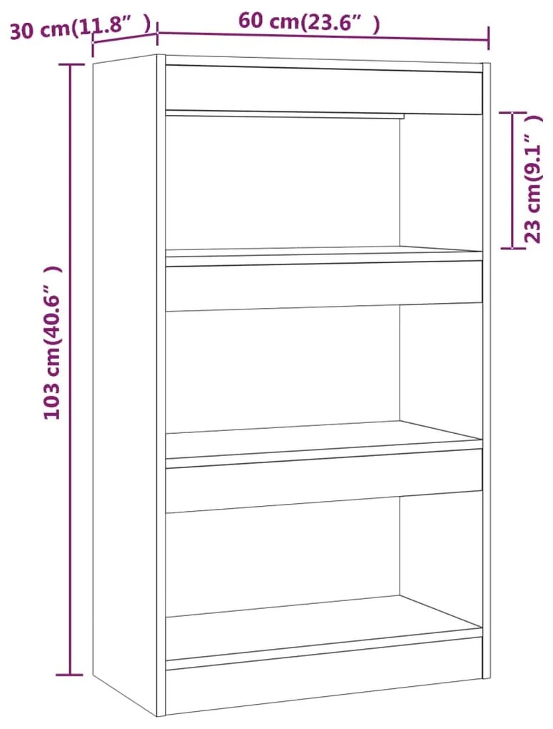 vidaXL Βιβλιοθήκη/Διαχωρισ. Χώρου Γκρι Σκυρ. 60x24x186 εκ. Επεξ. Ξύλο