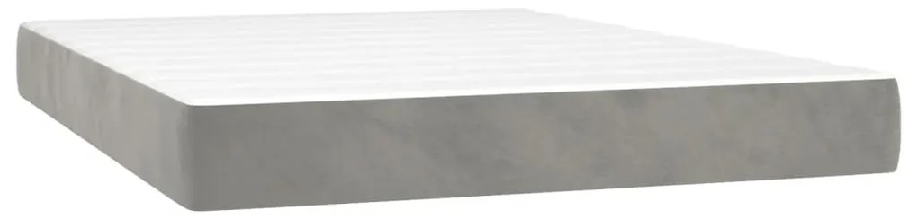 vidaXL Κρεβάτι Boxspring με Στρώμα Ανοιχτό Γκρι 140x200 εκ. Βελούδινο