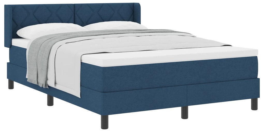 vidaXL Κρεβάτι Box Spring με Στρώμα, Μπλε, 140 x 200 cm, Ύφασμα