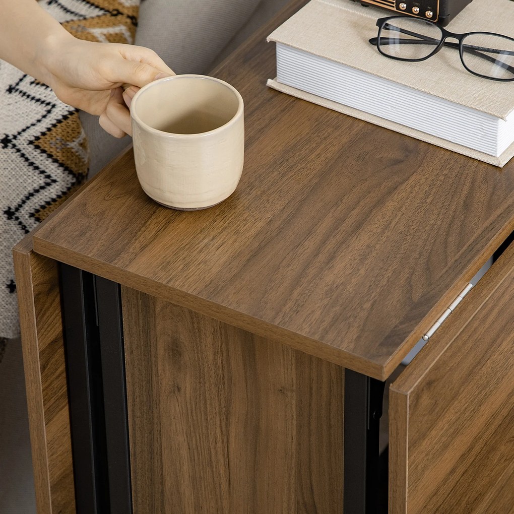 HOMCOM Κινητό Τραπέζι Πτυσσόμενο, 2 Πτυσσόμενες Επιφάνειες, 130 cm x 80 cm x 74 cm, Καφέ