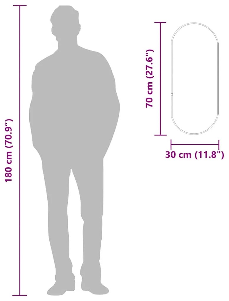 vidaXL Καθρέφτης Τοίχου Οβάλ Χρυσός 70x30 εκ.