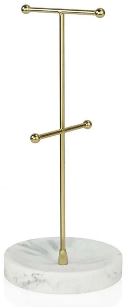 Διακοσμητική Βάση Κοσμημάτων Marble LBTAH-BA69232 12x28cm White-Gold Andrea House Metal,Polyresin