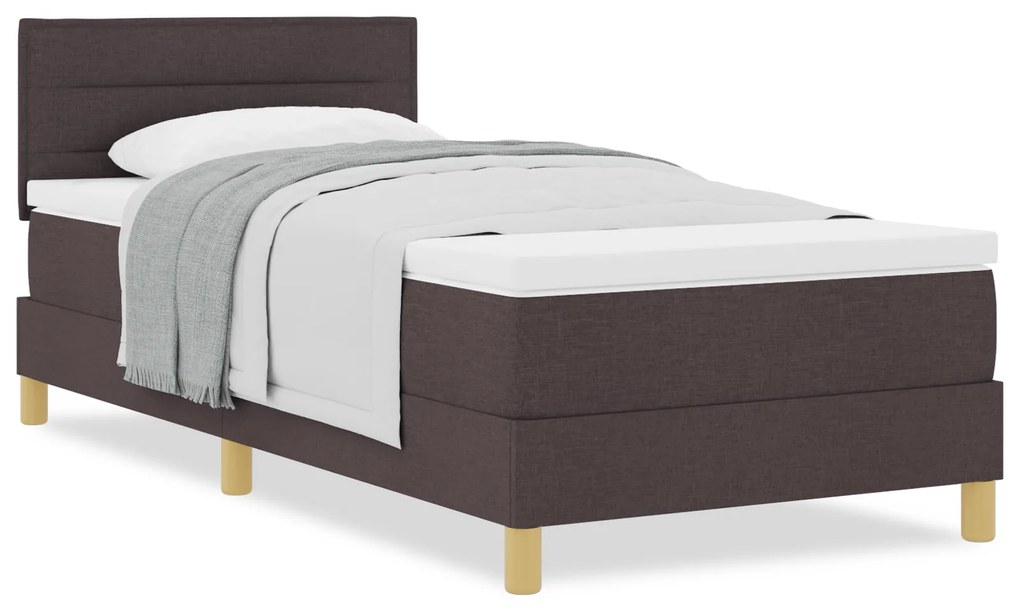 vidaXL Κρεβάτι Box Spring με Στρώμα Σκούρο Καφέ 80x200 εκ. Ύφασμα