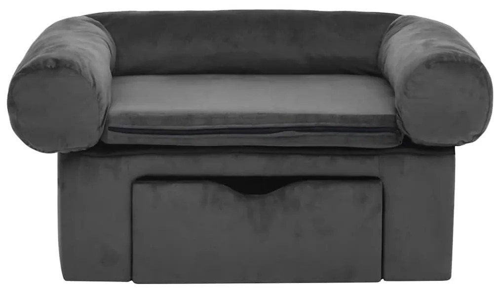 vidaXL Καναπές Σκύλου με Συρτάρι Σκούρο Γκρι 75 x 50 x 38 εκ. Βελουτέ
