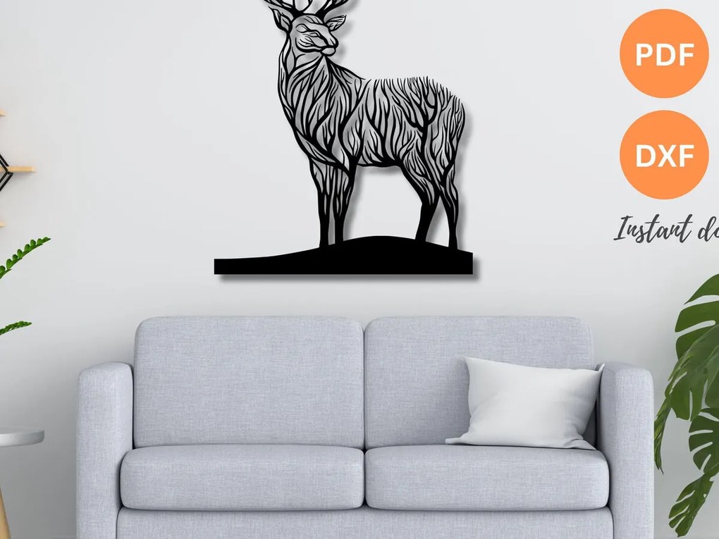 Intra απο ξύλο plywood 3mm-4mm πάχος - κοπής με λέιζερ Deer Wall Art DFX Δίασταση 40x50 cm INTRAFABR-109923329