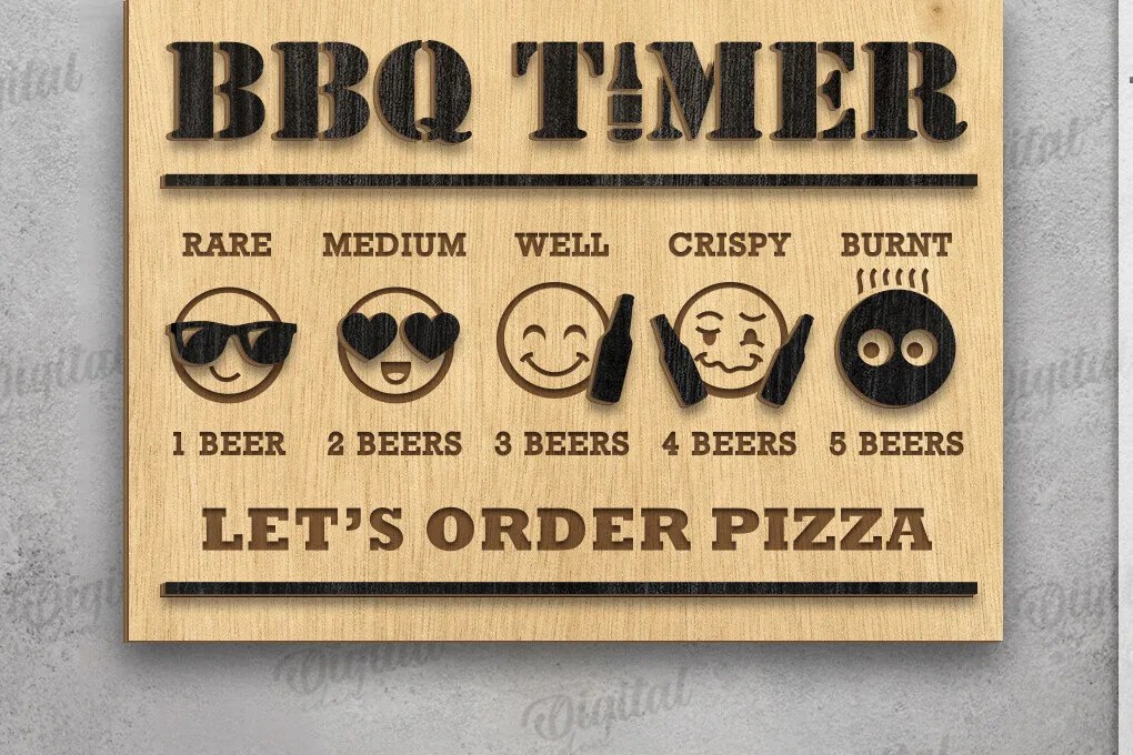 Intra απο ξύλο plywood 3mm-4mm πάχος BBQ Timer Sign . Γκριλ Δίασταση 30x20 cm INTRAFABR-122960876