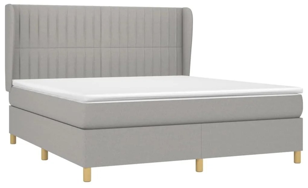 Κρεβάτι Boxspring με Στρώμα Ανοιχτό Γκρι 180x200 εκ. Υφασμάτινο - Γκρι