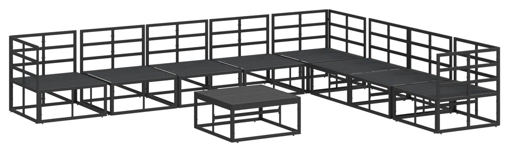 vidaXL Σετ Καναπέ Κήπου με μαξιλάρι 9 pcs Μαύρο Αλουμίνιο