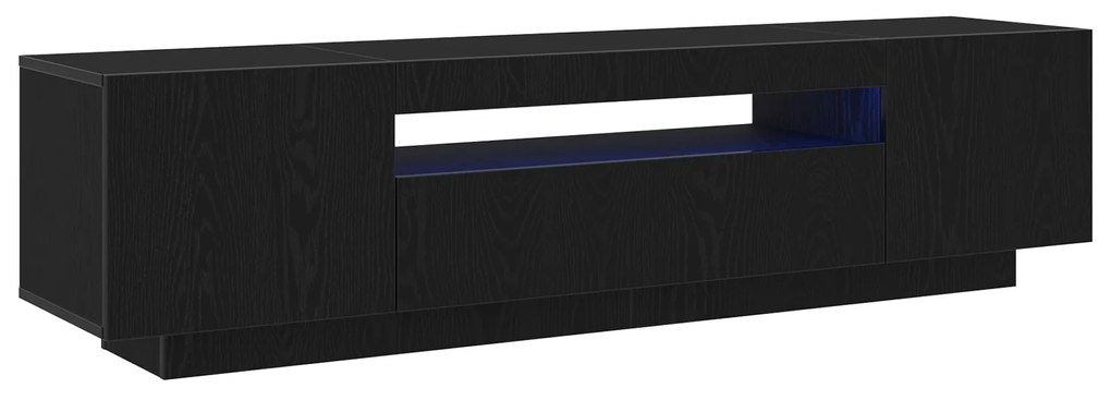 vidaXL Κάδος τηλεόρασης με LED φώτα, Μαύρο Δρυς, 160x35x40 εκ., από επεξεργασμένο ξύλο