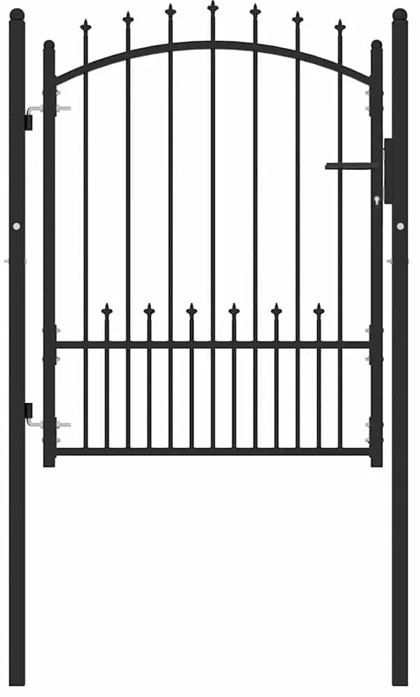 Πύλη Φράχτη με Ακίδες με κλειδαριά Μαύρο 100 x 125 cm