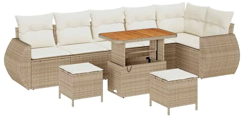 vidaXL Σετ Καναπέ Κήπου 9 pcs μπεζ και κρεμ 90 x 55 x 71 cm