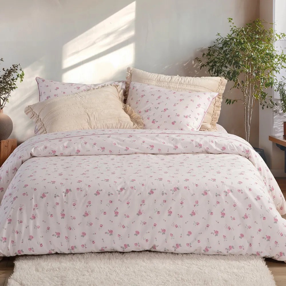 Σεντόνια Loraley (Σετ 4τμχ) Pink Nef-Nef Homeware Υπέρδιπλo 240x270cm 100% Βαμβάκι