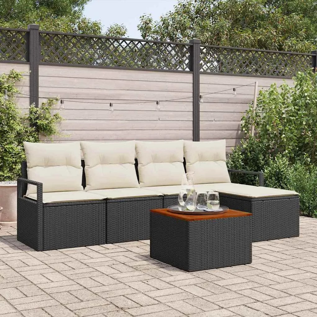 vidaXL Σετ Καναπέ Κήπου 6 pcs Μαύρος, λευκός
