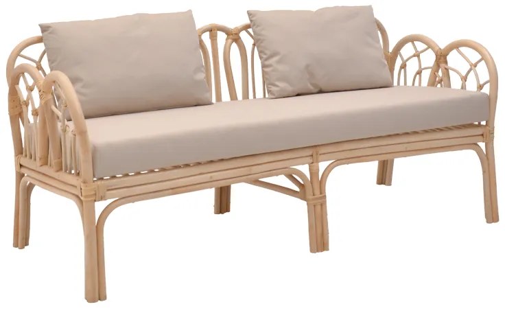 Intrahome Καναπές διθέσιος Ytrone Intrahome rattan σε φυσική απόχρωση με μπεζ μαξιλάρι 166x61.5x71εκ | SKU: INTRAPA-455111116