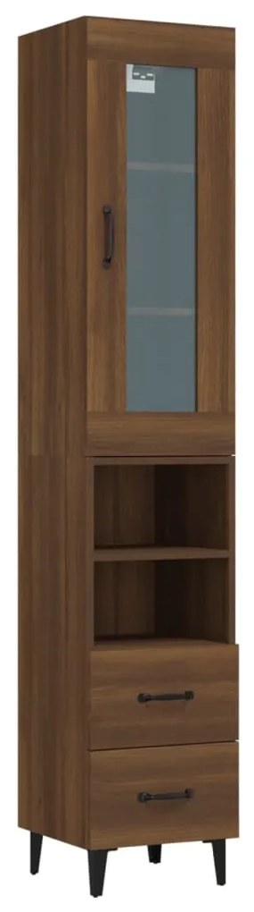 vidaXL Ντουλάπι Καφέ Δρυς 34,5 x 34 x 180 εκ. από Επεξεργασμένο Ξύλο