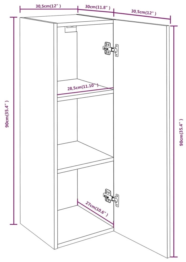 Έπιπλο Τηλεόρασης Καπνιστή Δρυς30,5x30x90εκ. Επεξεργασμένο Ξύλο - Καφέ