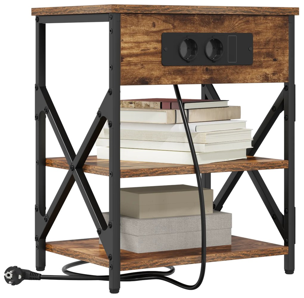 vidaXL Κομοδίνο Καπνιστό Δρύς 41 x 31 x 51 εκ. Επεξεργασμένο ξύλο