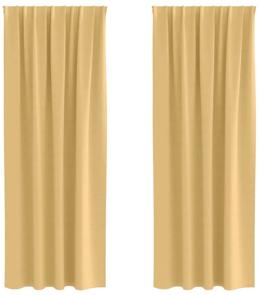 vidaXL Κουρτίνες Μαύρης Ύφανσης με Δαχτυλίδια 2 pcs Μπεζ 245 x 140 εκ.