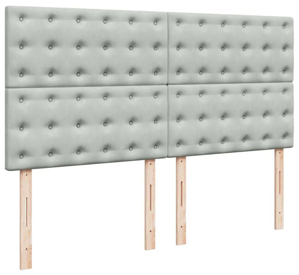 Κρεβάτι Boxspring με Στρώμα Ανοιχτό Γκρι 180x200 εκ. Βελούδινο - Γκρι