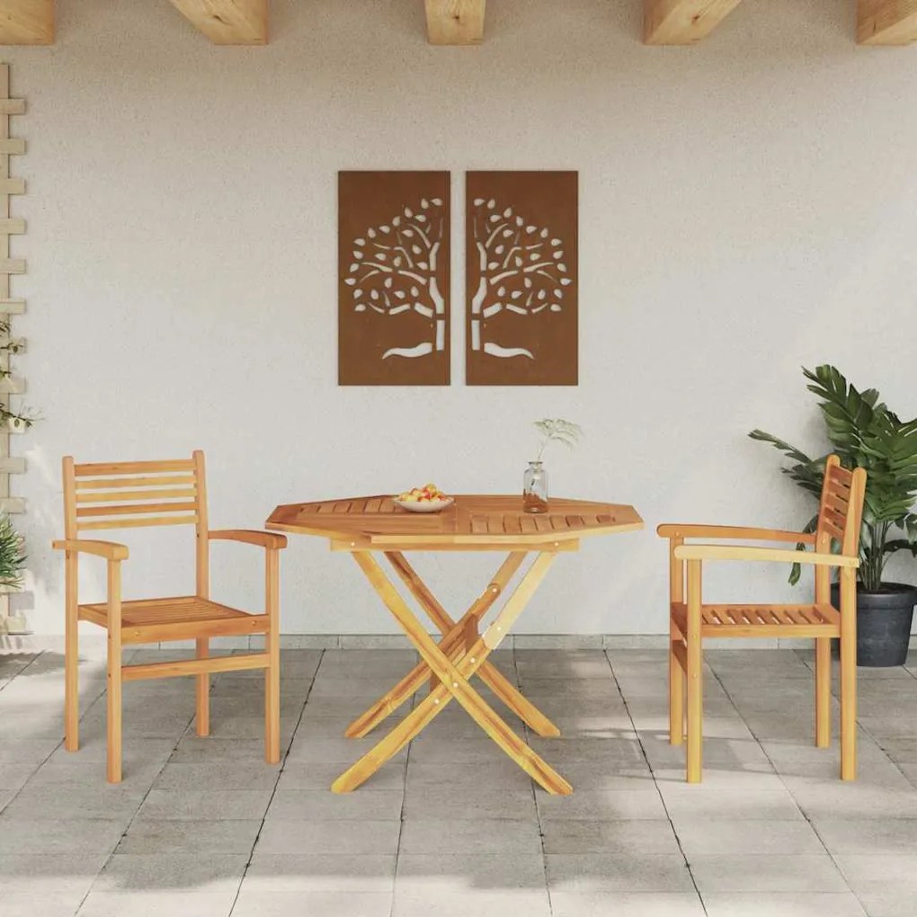 vidaXL Καρέκλες κήπου που σωριάζονται 2 pcs Καφέ 55.5 x 55.5 x 90 εκ.