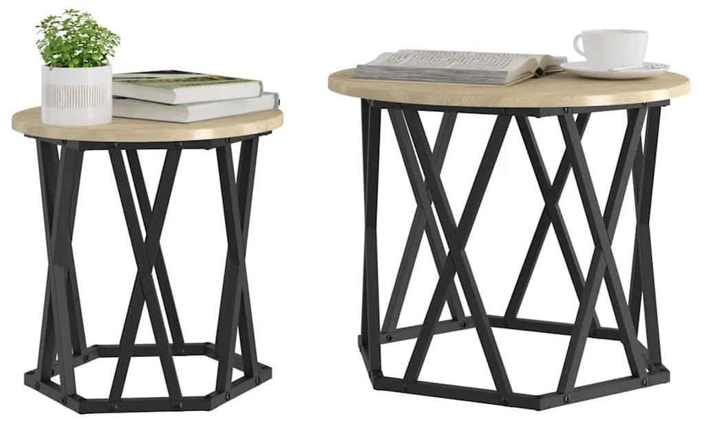 vidaXL Τραπεζάκι Πλευράς 2 pcs Sonoma Δρυς 50 x 50 x 40 cm