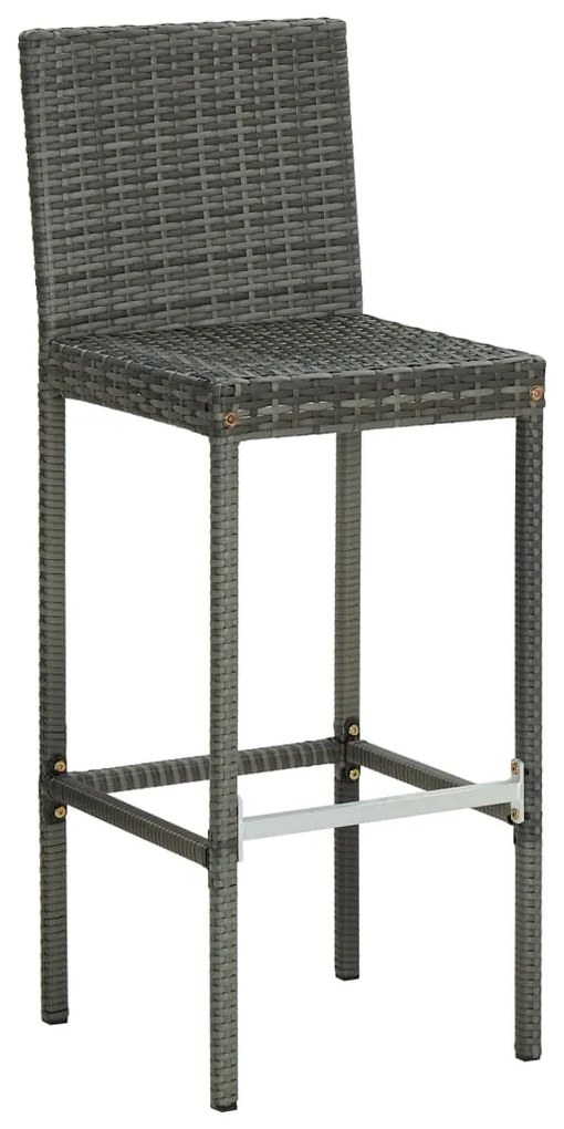 vidaXL Σκαμπό Μπαρ 6 τεμ. Γκρι από Συνθετικό Ρατάν με Μαξιλάρια