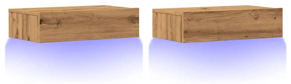 Σετ ντουλάπι τηλεόρασης 2 τεμαχίων με φώτα LED Artisan Oak 856346