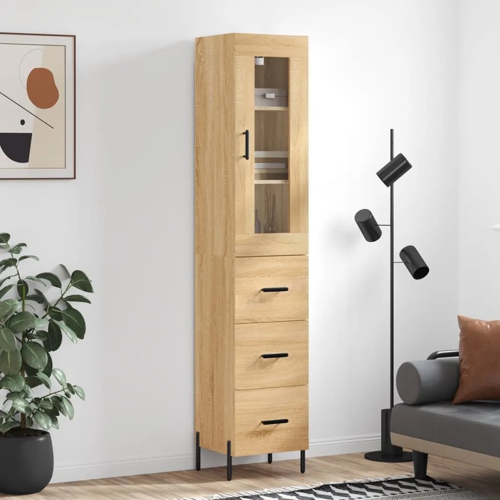 vidaXL Μπουφές Sonoma δρυς 34,5 x 34 x 180 εκ. από Επεξεργασμένο Ξύλο