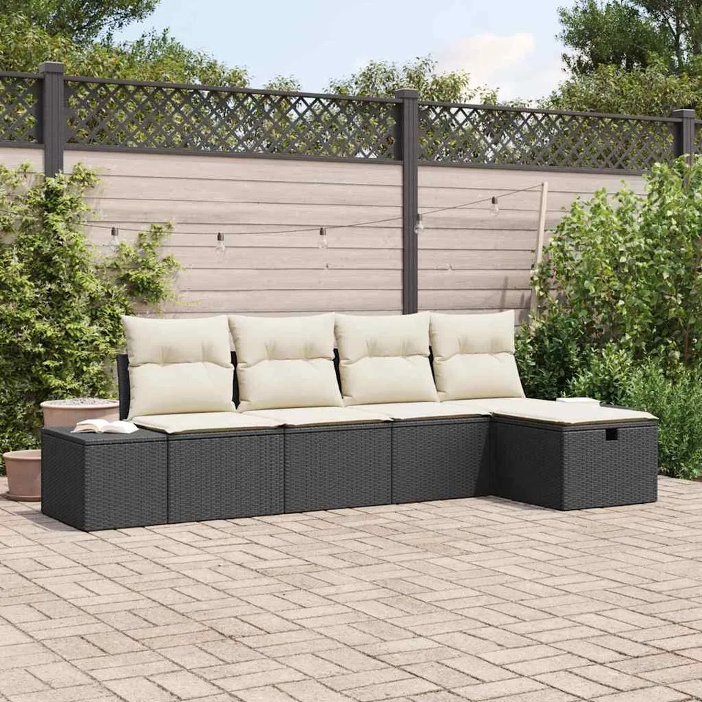 vidaXL Σετ Καναπέ Κήπου 5 pcs Μαύρο 55 x 62 x 69 εκ Πολυ ράταν