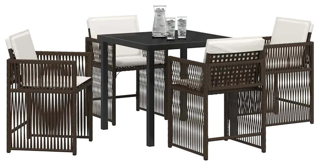 vidaXL Σέτ φαγητού για κήπο 5 pcs Καφέ συνθετικό ρατάν
