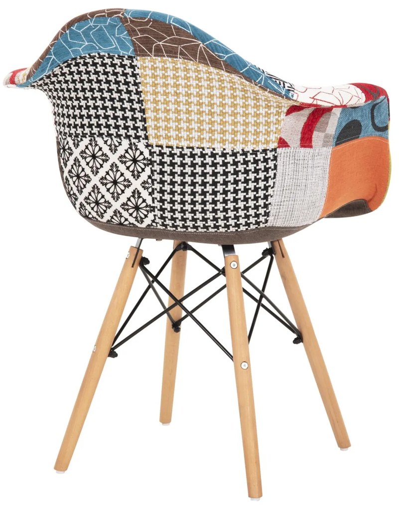 Καρέκλα MIRTO με Ξύλινα πόδια και Κάθισμα PATCHWORK 63x57x80 εκ. 4αδα 63x57x80 εκ.