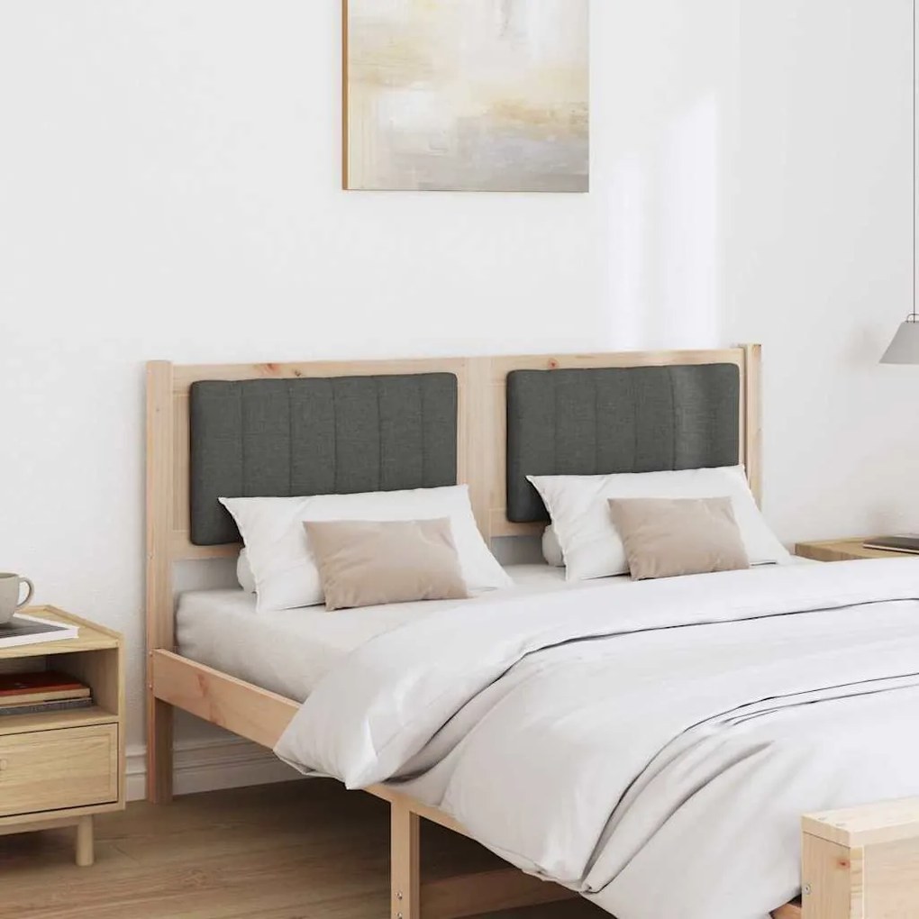 vidaXL Ταπετσαρισμένο κεφαλάρι Καφέ 135 cm Στερεά ξυλεία πεύκου