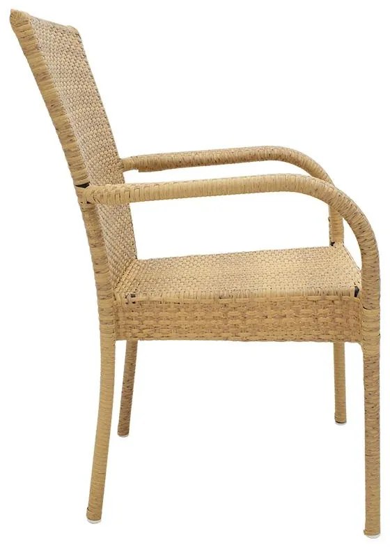 Πολυθρόνα Laura μέταλλο-pe rattan φυσικό 58x58x90 εκ.