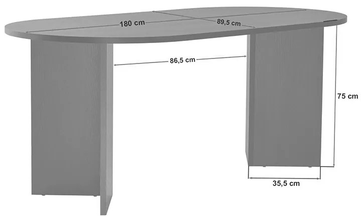 Τραπέζι Sablin Megapap χρώμα λευκό 180x89,5x75εκ.