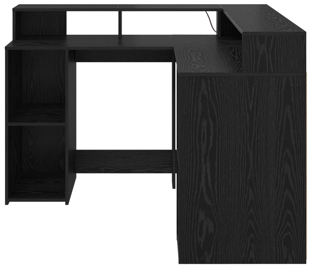 vidaXL Γραφείο Μαύρος Δρυς 130x130x91 εκ. Επεξεργασμένο Ξύλο