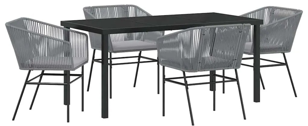 vidaXL Σέτ φαγητού για κήπο 5 pcs Γκρι Πολυ ράταν