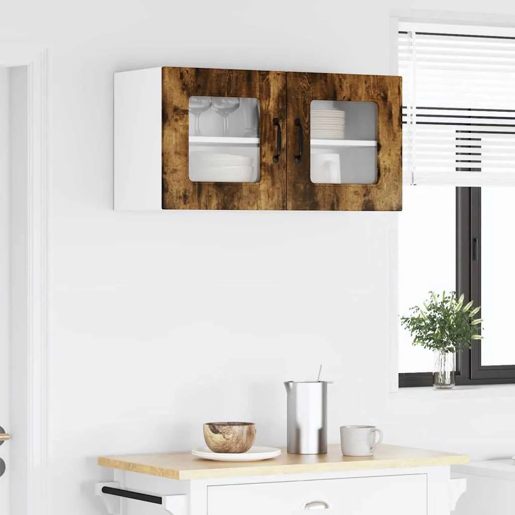 vidaXL Κρεμαστό ντουλάπι κουζίνας Καπνιστό Δρύς 80 x 31 x 40 εκ