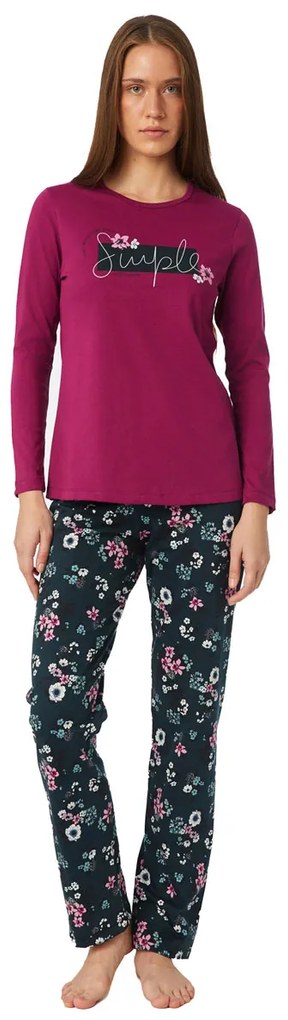 Πιτζάμα Γυναικεία Χειμωνιάτικη Minerva Floral 52417-399 Violet Μωβ,Μαύρο,Πολύχρωμο MEDIUM