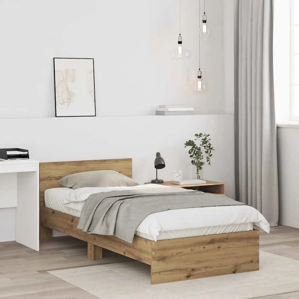 vidaXL Σκελετός Κρεβατιού artisan δρυς 90 x 200 cm Επεξεργασμένο ξύλο