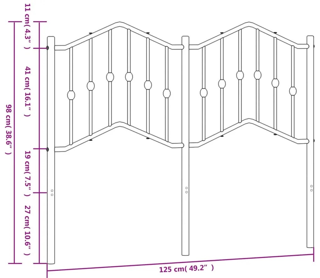 vidaXL Κεφαλάρι Λευκό 120 εκ. Μεταλλικό