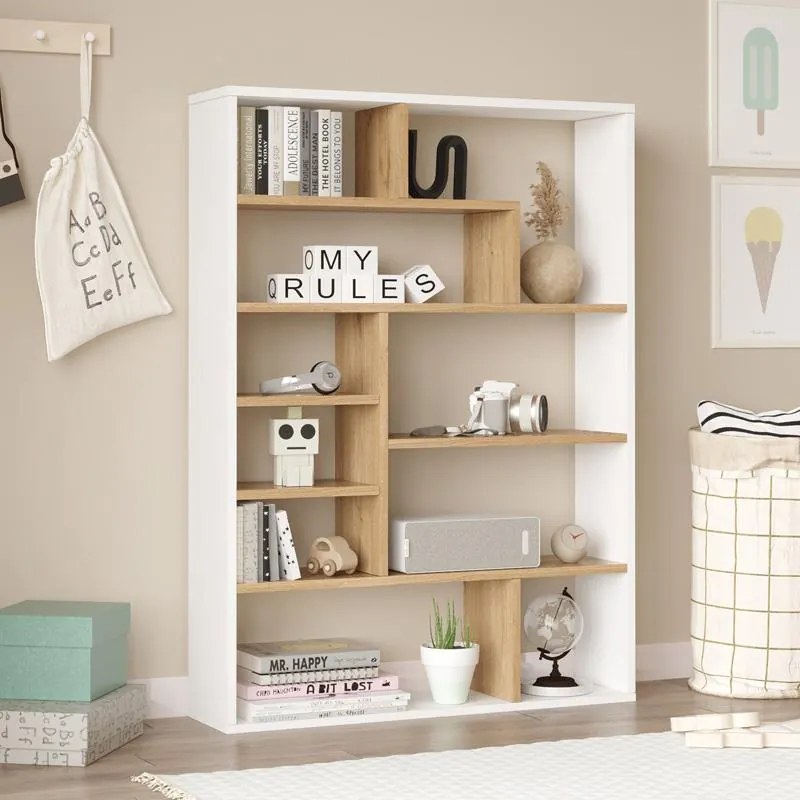 Βιβλιοθήκη Decora φυσικό - λευκό  90x22x123,6 εκ. 90x22x123.6 εκ.