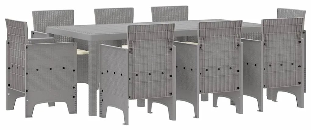 vidaXL Σέτ φαγητού για κήπο 9 pcs Ανοιχτό γκρι Rattan Polt