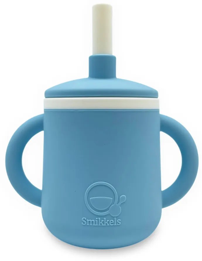 Ποτήρι Εκπαιδευτικό 180ml Με Καλαμάκι Smikkels Γαλάζιο 63-30016