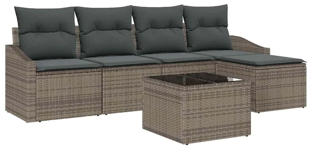 vidaXL Σετ Καναπέ Κήπου 6 pcs Γκρι Πολυ ράταν