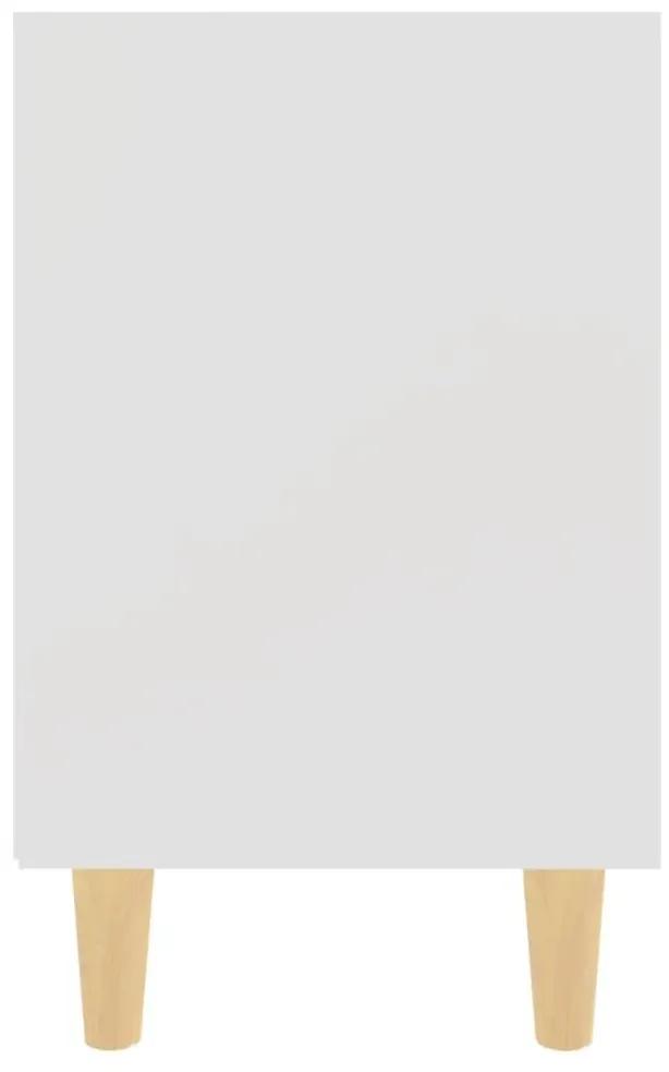 Κομοδίνα 2 τεμ. Λευκά 40 x 30 x 50 εκ. με Μασίφ Ξύλινα Πόδια - Λευκό