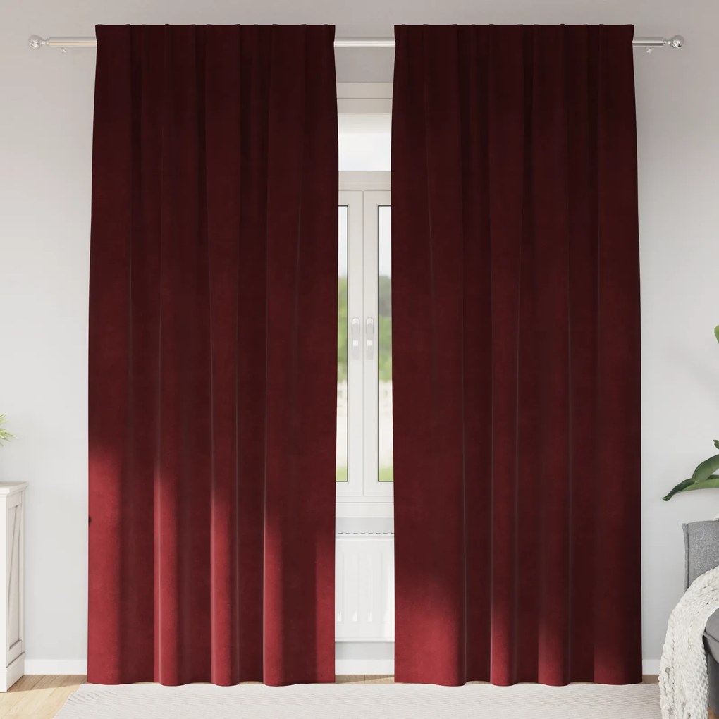 vidaXL Κουρτίνες με κουρτίνες 2 pcs Μπορντό 140 x 225 cm Βελούδο