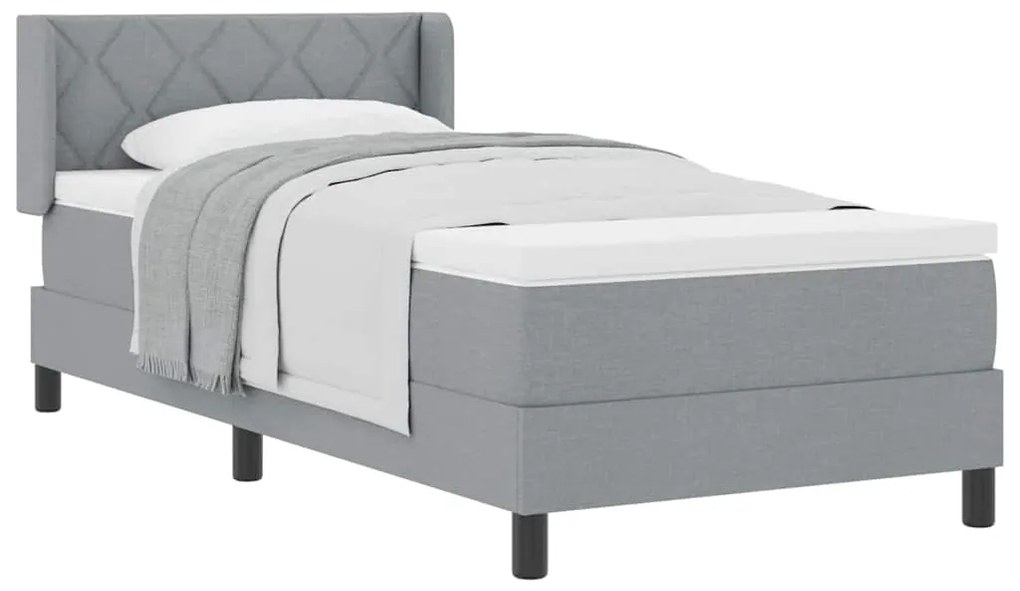vidaXL Κρεβάτι box spring με στρώμα με στρώμα Ανοιχτό γκρι 90 x 200 cm